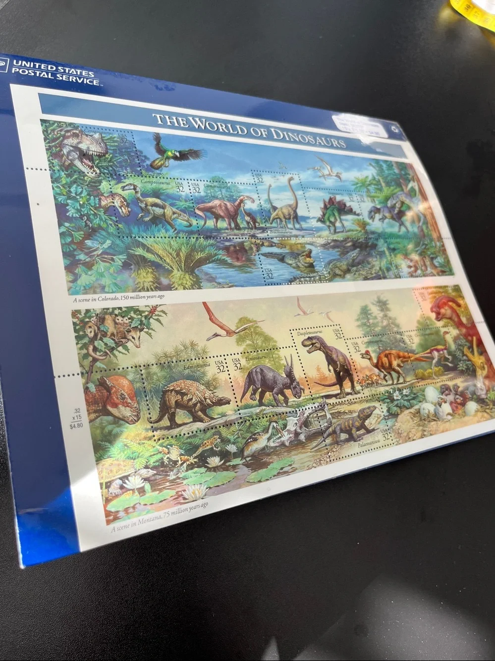 The World of Dinosaurs Sheet of 15 $0.32 stamps, NEW.